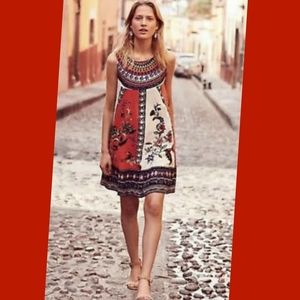 Anthropologie Maeve cotton flax trapeze dress